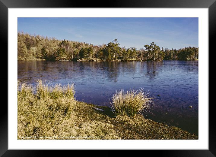 Frozen surface. Tarn Hows, Lake District, Cumbria, Framed Mounted Print by Liam Grant