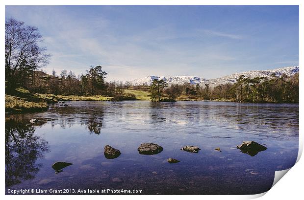 Frozen surface. Tarn Hows, Lake District, Cumbria, Print by Liam Grant