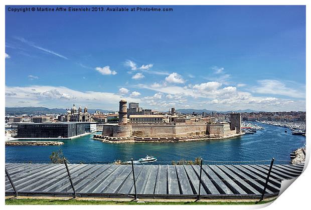 Pass of entrance of Marseille Harbour Print by Martine Affre Eisenlohr