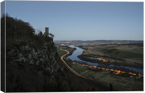 Kinnoull Hill Light Trails Canvas Print by Ian Potter