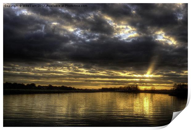 River sun set Print by Thanet Photos
