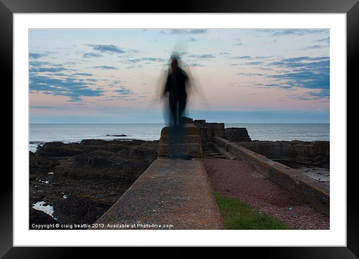Auchmithie Ghostly Figure Framed Mounted Print by craig beattie