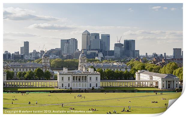 View from Greenwich over Queens House Royal Naval  Print by stefano baldini