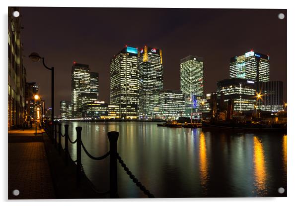 The Docks By Night Acrylic by Paul Shears Photogr