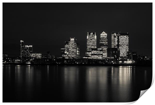 Canary Wharf From Across The River Thames II Print by Paul Shears Photogr