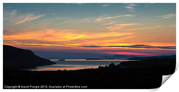 Sunset at Loch Bay Print by David Pringle