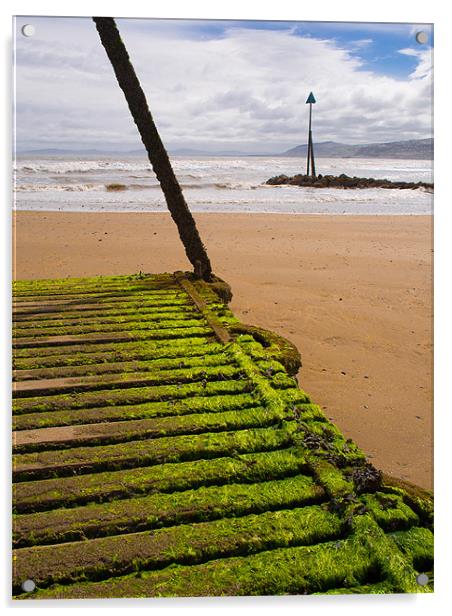 Wooden Slipway, Rhos on Sea, Wales, UK Acrylic by Mark Llewellyn