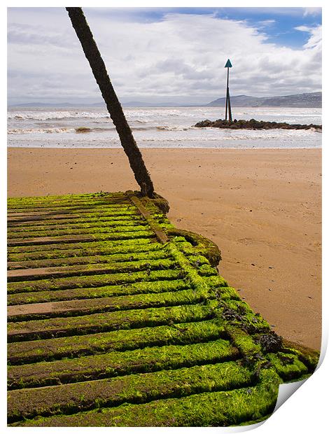 Wooden Slipway, Rhos on Sea, Wales, UK Print by Mark Llewellyn