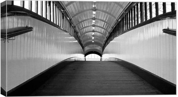Tynemouth Metro Bridge, Black and White Canvas Print by Helen Holmes