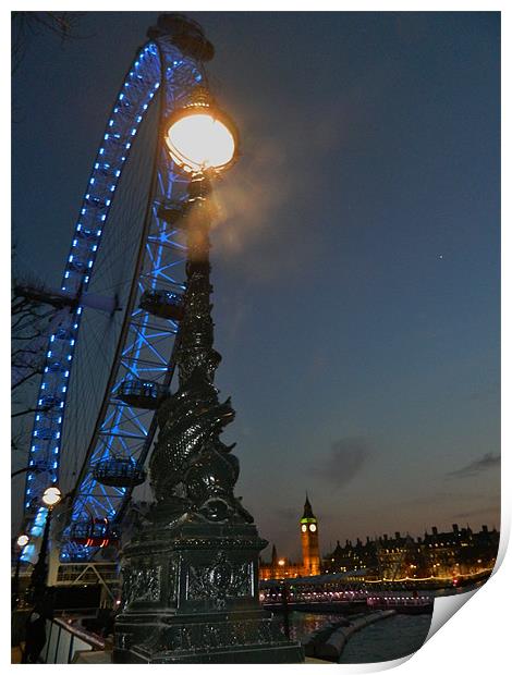 London Eye by Night Print by Louise Theodorou