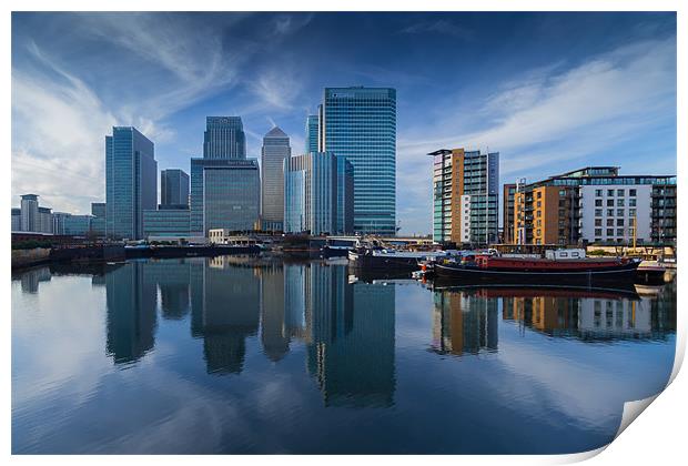 Blue Skys Over Canary Wharf Print by Paul Shears Photogr