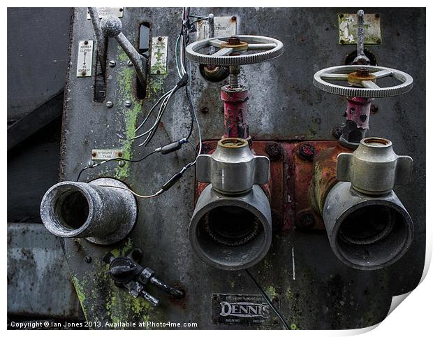 Fire engine rusting away Print by Ian Jones