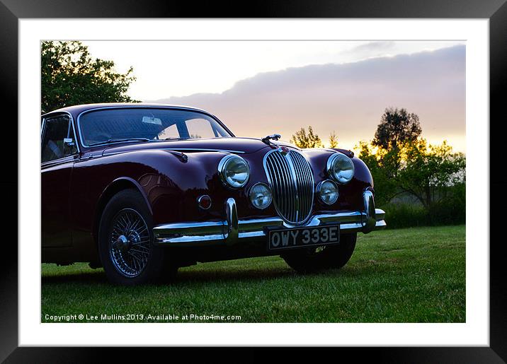 Mark II Jaguar at sunset Framed Mounted Print by Lee Mullins
