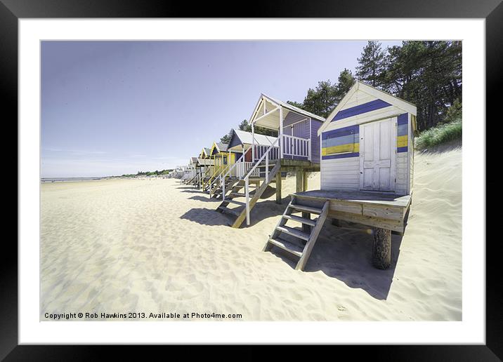 Beach Huts at Wells Framed Mounted Print by Rob Hawkins