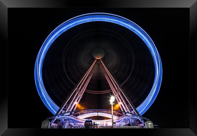 Brighton Wheel Light Trails Framed Print by Mike Laskey
