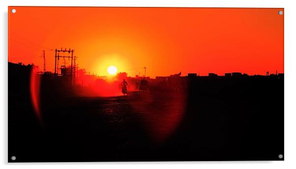 Long Dusty road to Dwarka Acrylic by Arfabita  
