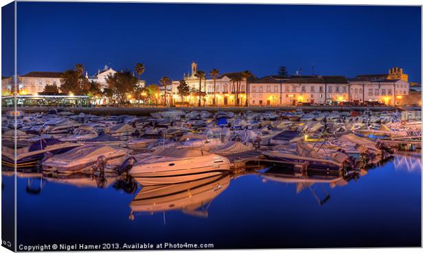Faro Marina at Night Canvas Print by Wight Landscapes