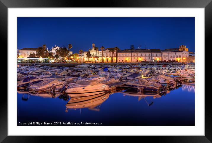 Faro Marina at Night Framed Mounted Print by Wight Landscapes