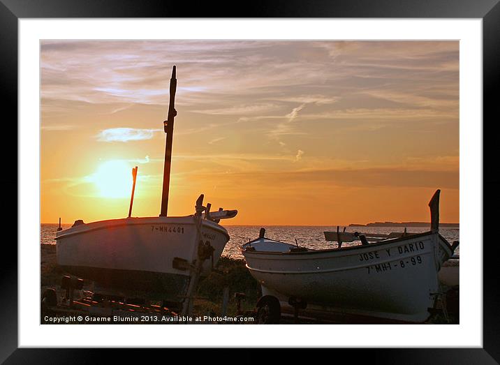 Boats in the sunset Framed Mounted Print by Graeme B