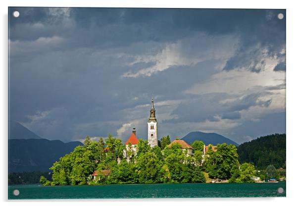Storm light over Lake Bled Acrylic by Ian Middleton