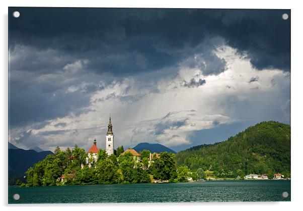 Storm light over Lake Bled Acrylic by Ian Middleton