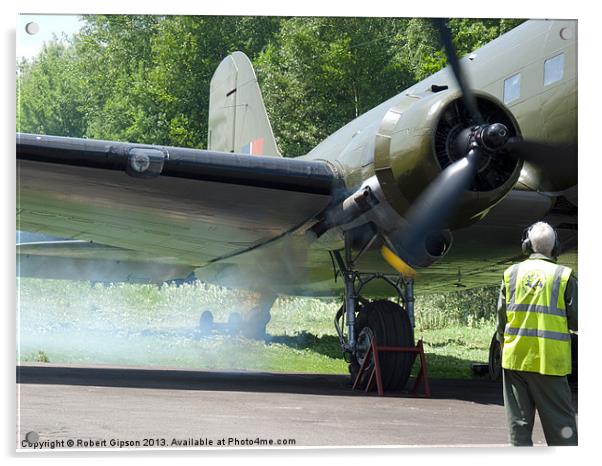 Starting the Douglas DC-3 aircraft Acrylic by Robert Gipson