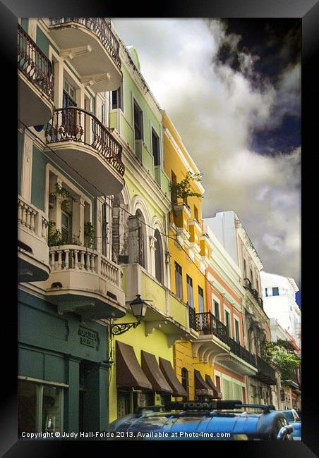 Old San Juan Color Framed Print by Judy Hall-Folde