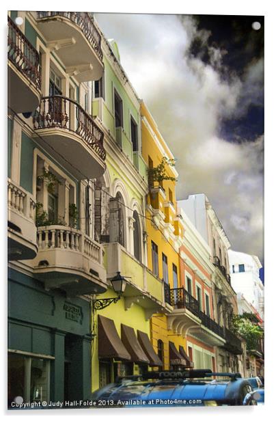 Old San Juan Color Acrylic by Judy Hall-Folde