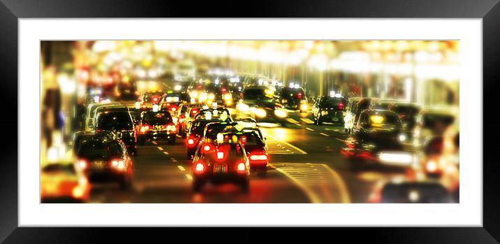 Traffic at night Framed Mounted Print by magda barcentewicz
