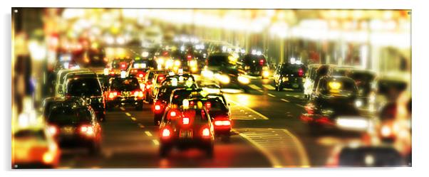Traffic at night Acrylic by magda barcentewicz