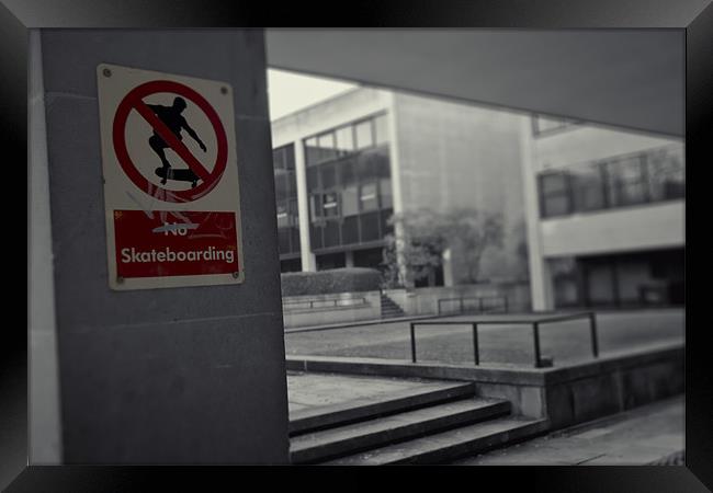 No Skateboarding Framed Print by Rock Weasel Designs