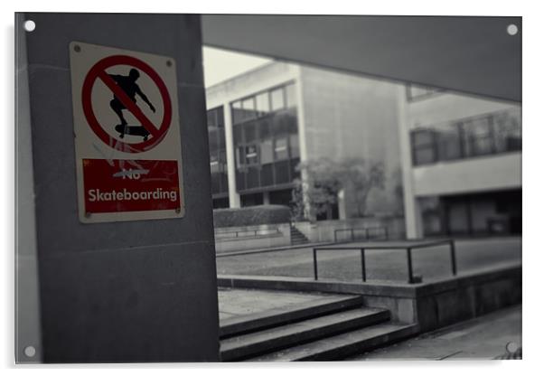 No Skateboarding Acrylic by Rock Weasel Designs