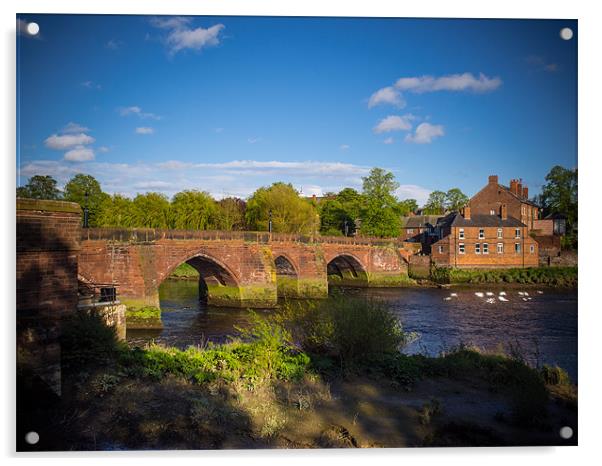 Old Dee Bridge, Chester, England, UK Acrylic by Mark Llewellyn