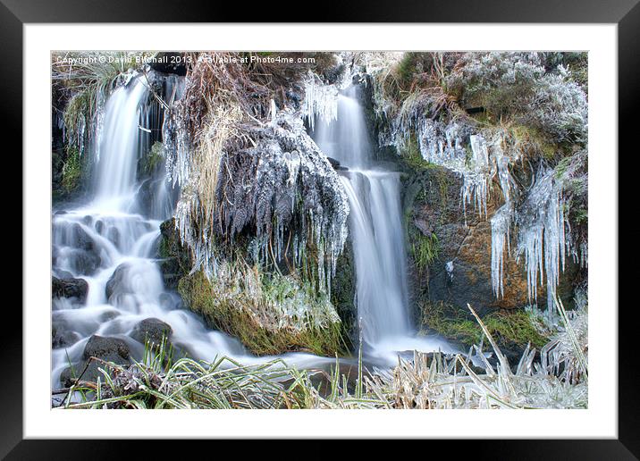 Winter Waterfall in Derbyshire Framed Mounted Print by David Birchall