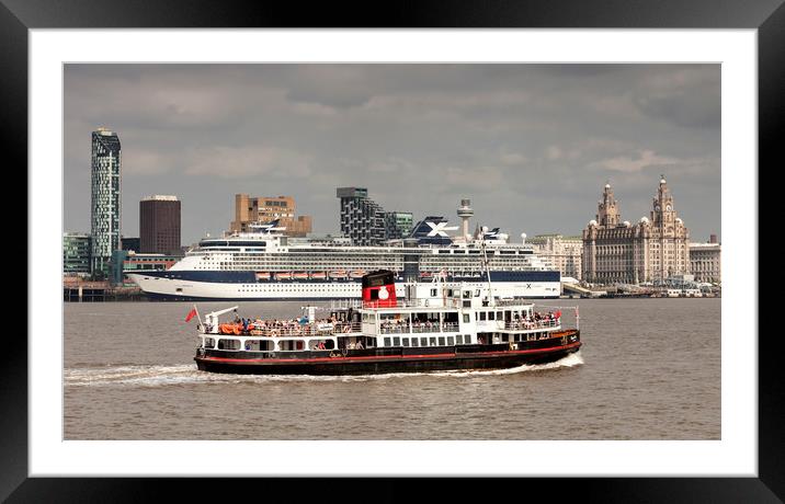 Celebrity Infinity Cruise Ship (Pier Head) Framed Mounted Print by raymond mcbride