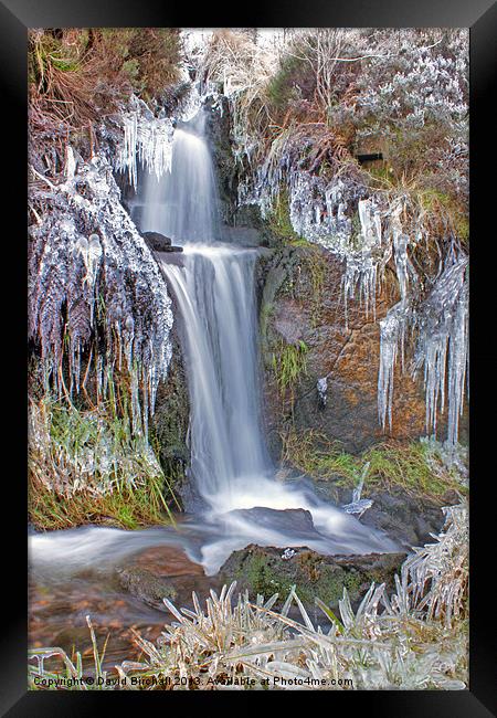 Winter Waterfall in Derbyshire Framed Print by David Birchall