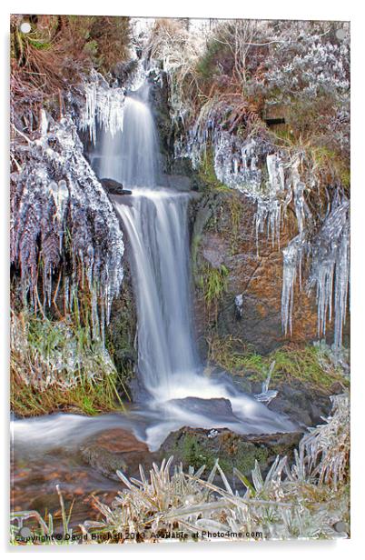 Winter Waterfall in Derbyshire Acrylic by David Birchall