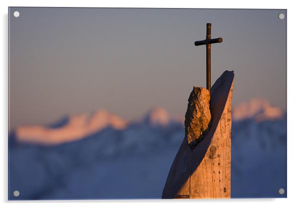 Mountain cross  Acrylic by Thomas Schaeffer