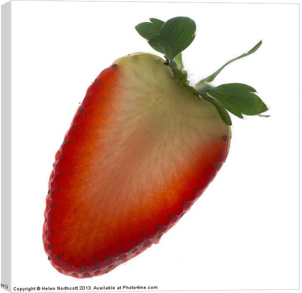 Strawberry Slice Canvas Print by Helen Northcott