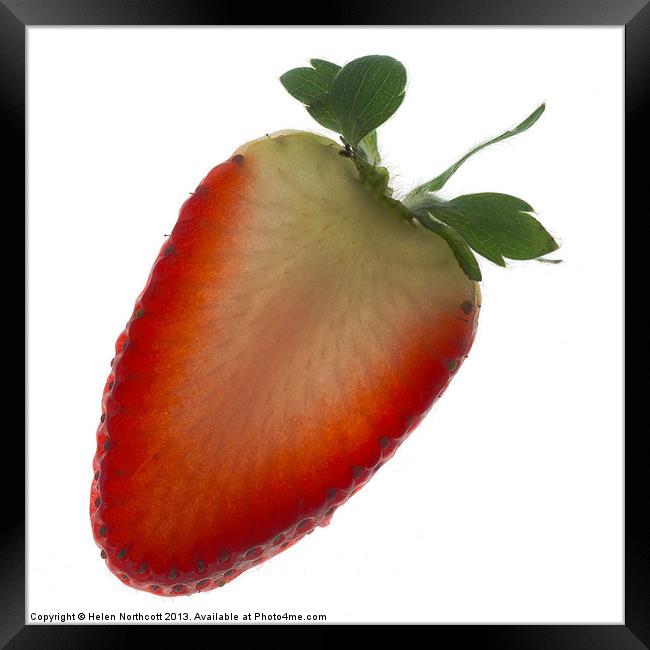 Strawberry Slice Framed Print by Helen Northcott