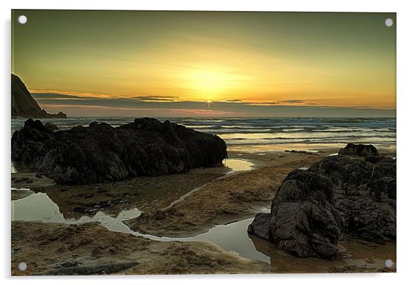 Putsborough Sands Acrylic by Dave Wilkinson North Devon Ph
