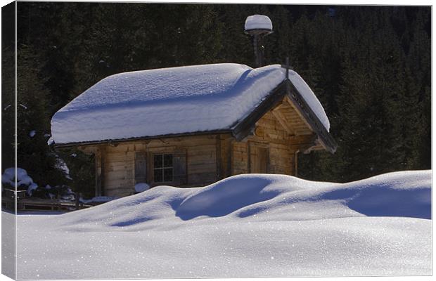 Chapel in the snow  Canvas Print by Thomas Schaeffer