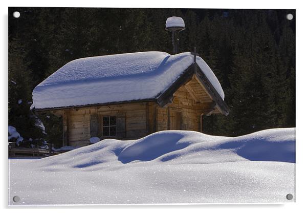 Chapel in the snow  Acrylic by Thomas Schaeffer