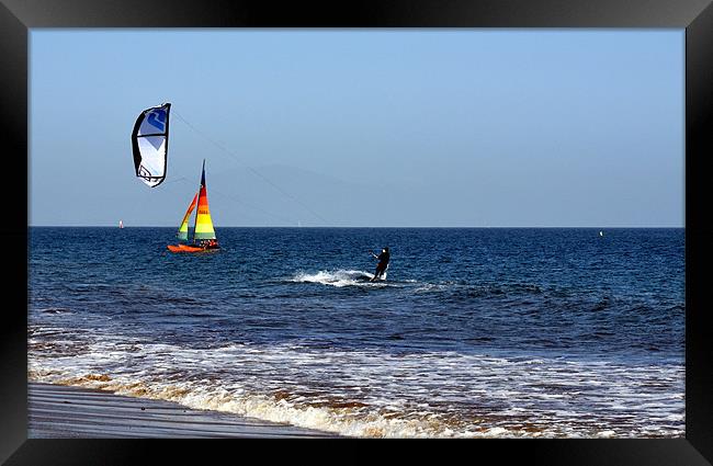Surfer in Santa Barbara Framed Print by Hamid Moham