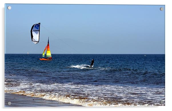Surfer in Santa Barbara Acrylic by Hamid Moham