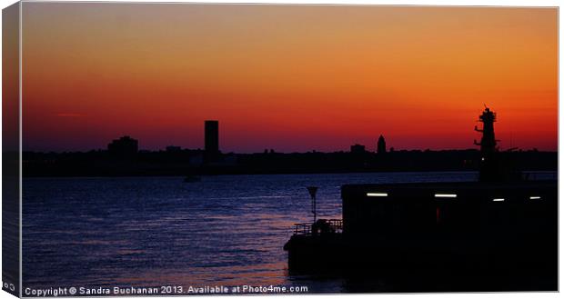 Sunset Over The River Mersey Canvas Print by Sandra Buchanan