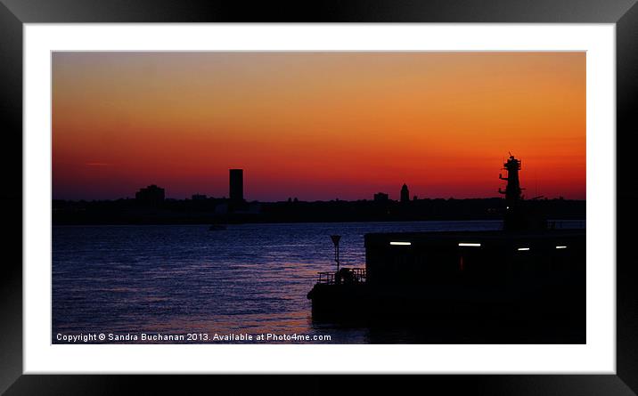 Sunset Over The River Mersey Framed Mounted Print by Sandra Buchanan