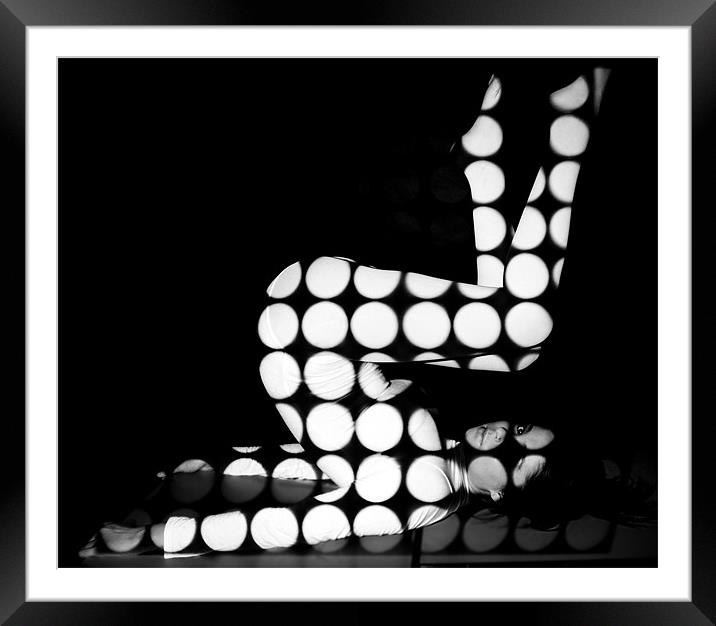 black white spots using projection Framed Mounted Print by Sara Booth