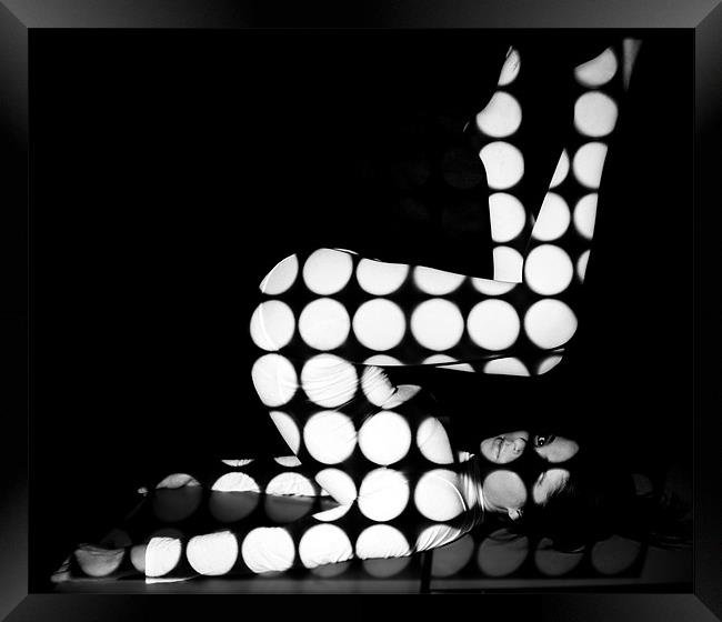 black white spots using projection Framed Print by Sara Booth
