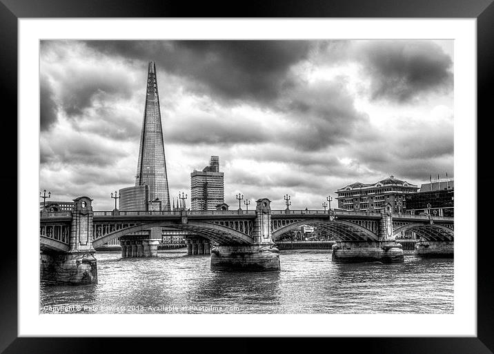 London Southwark Bridge and Shard Framed Mounted Print by Pete Lawless